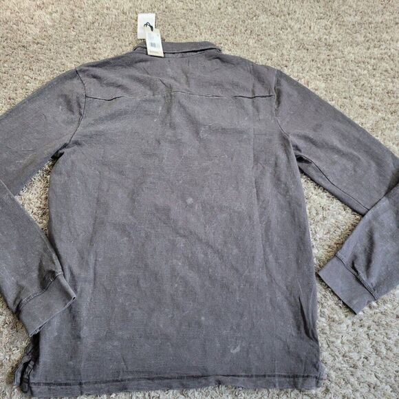 Buffalo David Bitton Polo Shirt Mens Medium Gray Long Sleeve Distressed Tags - Picture 6 of 7